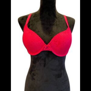 Ambrielle Bra Size 36C Scarlet Red Underwire Lacy Sexy Lingerie Negligee Bra